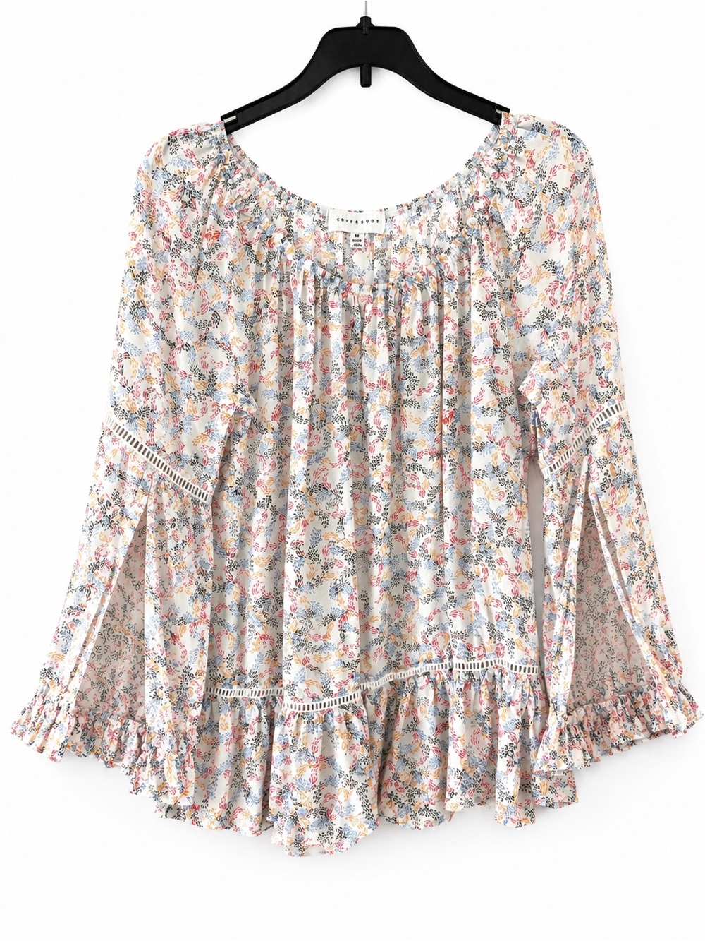 Fever Floral Peasant Tunic - Pink, Blue & Cream